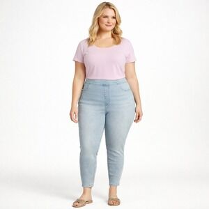 Terra & Sky High Rise Pull On Skinny Jeggings 4X (28W) Light Stretch Denim NWT